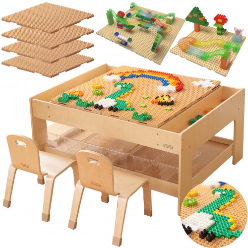 Medinis edukacinis STEM stalas su STEM WALL priedais – 359 dalių rinkinys MASTERKIDZ