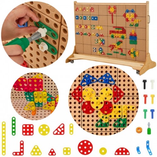 Geometrinių formų kaladėlių rinkinys STEM sienų plokštėms, 260 vnt. MASTERKIDZ Geometrinių formų kaladėlių rinkinys STEM sienų plokštėms, 260 vnt. MASTERKIDZ