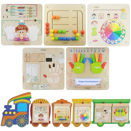 Traukinių lentos rinkinys 5 viename sensorinė lenta mokymuisi pojūčiams ir emocijoms MASTERKIDZ Traukinių lentos rinkinys 5 viename sensorinė lenta mokymuisi pojūčiams ir emocijoms MASTERKIDZ