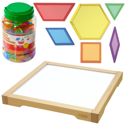 Sensorinė LED šviesos panelė su 140 vnt. Montessori mozaikos rinkiniu MASTERKIDZ