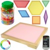 LED šviesos panelė su spalvų keitimu, nuotolinio valdymo pulteliu ir 140 vnt. Montessori mozaikos rinkiniu MASTERKIDZ