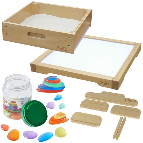 Sensorinė stotelė su LED šviesos panele ir smėlio žaidimų priedų rinkiniu MASTERKIDZ