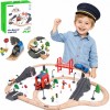 Medinis elektrinis gaisrinės traukinio rinkinys su garso efektais – 70 dalių, FSC TOOKY TOY