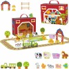 Medinės fermos lagamine figūrėlės, transporto priemonės TOOKY TOY