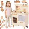 Medinė smėlio spalvos virtuvėlė vaikams su priedais TOOKY TOY