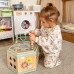 Medinė šešiakampė dėžutė su atidaromomis durelėmis TOOKY TOY Montessori