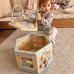 Medinė šešiakampė dėžutė su atidaromomis durelėmis TOOKY TOY Montessori