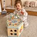Medinė šešiakampė dėžutė su atidaromomis durelėmis TOOKY TOY Montessori