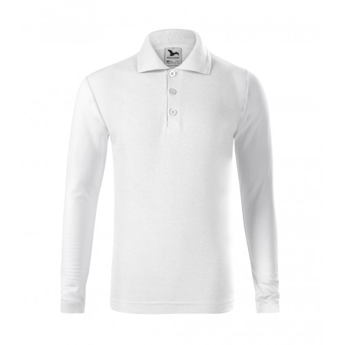 Vaikiški Marškinėliai Pique Polo Ls Balti Ilgom Rankovėmis 200 g/m²