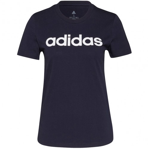 adidas Essentials Slim Logo moteriški marškinėliai, tamsiai mėlyni