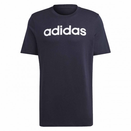 Vyriški adidas Essentials Single Jersey Linear Embroidered Logo marškinėliai, tamsiai mėlyni