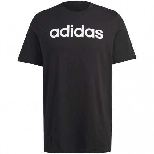Vyriški adidas Essentials Single Jersey Linear Embroidered Logo marškinėliai, juodi Vyriški adidas Essentials Single Jersey Linear Embroidered Logo marškinėliai, juodi