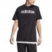 Vyriški adidas Essentials Single Jersey Linear Embroidered Logo marškinėliai, juodi Vyriški adidas Essentials Single Jersey Linear Embroidered Logo marškinėliai, juodi