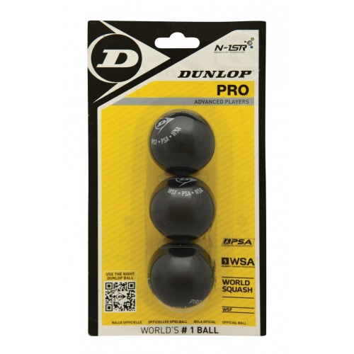 Skvošo kamuoliukai DUNLOP PRO 2 yellow dots