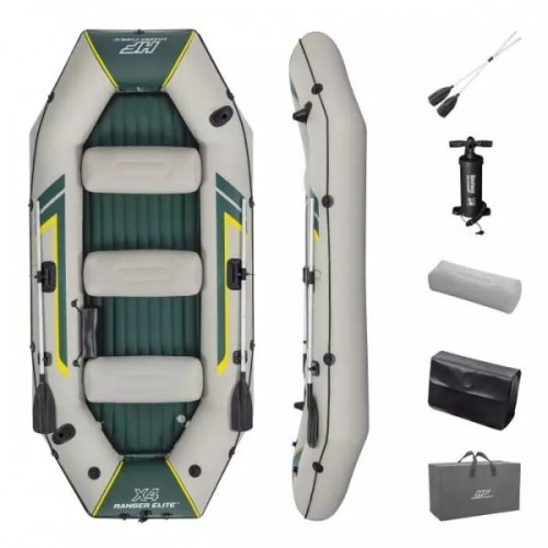 Pripučiama valtis kietu dugnu 4-vietė Bestway Ranger Elite X4 Raft, 320x148x47 cm, 65157
