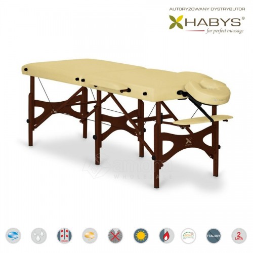 Sulankstomas masažo stalas HABYS Panda Vinyl Flex Beige 210x70cm Su Dažytu Buko Rėmu